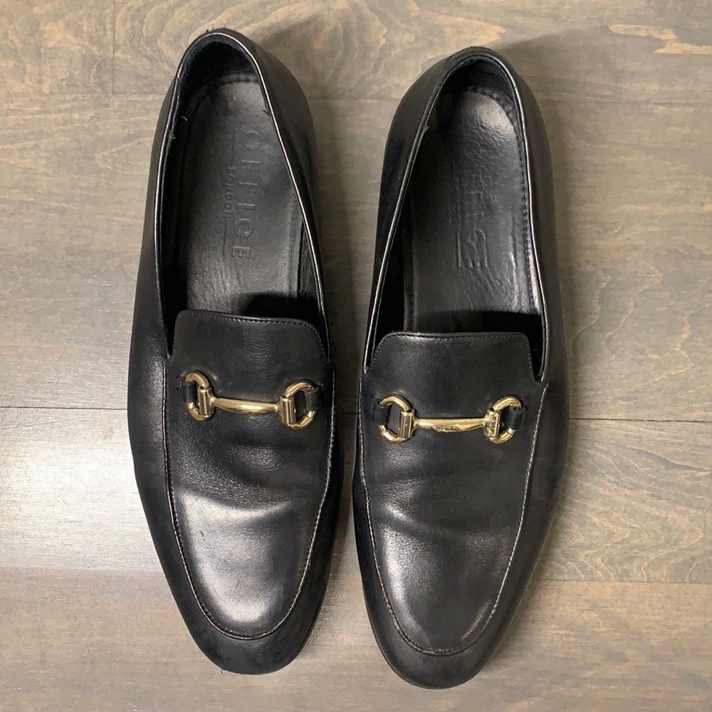 Men’s black horse-bit leather loafers